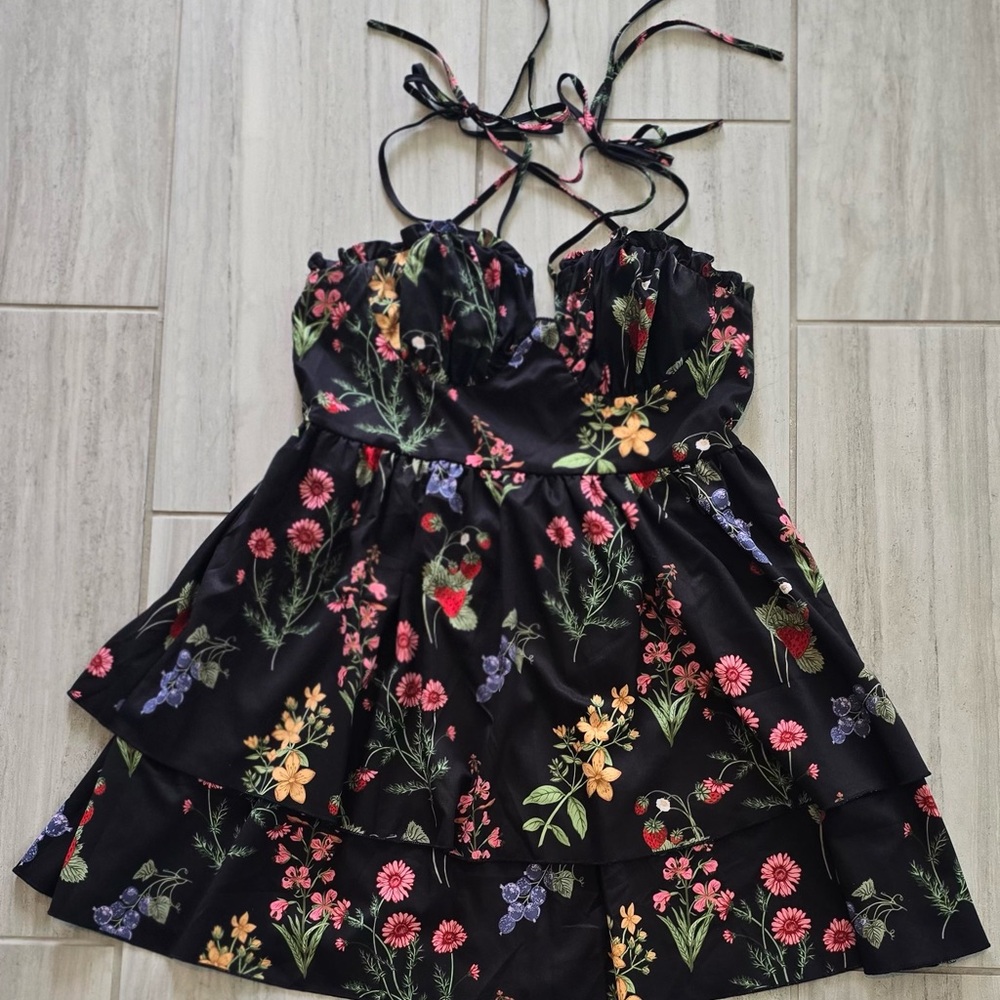 Cider Floral Dress - Black with Multicolor Flowers